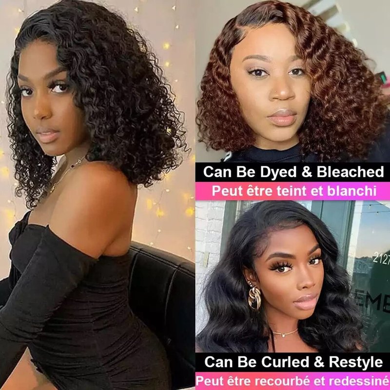 SODLIS Lace Closure Wigs Human Hair Pre Plucked with Baby Hair Brazilian Virgin Deep Wave Lace Front Wigs for Black Women Hair Wigs Natural Color (10 Inch)