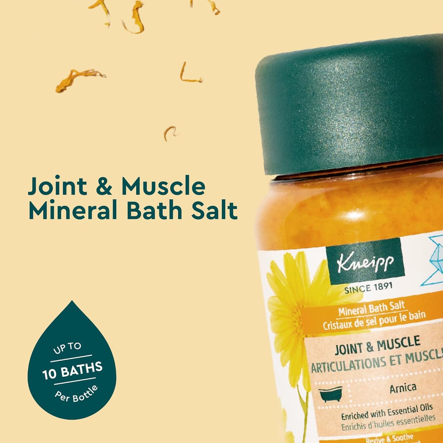 Kneipp Joint & Muscle Mineral Bath Salt with Arnica - Rejuvenate Sore Muscles & Joints - 17.6 oz | Up to 10 Baths