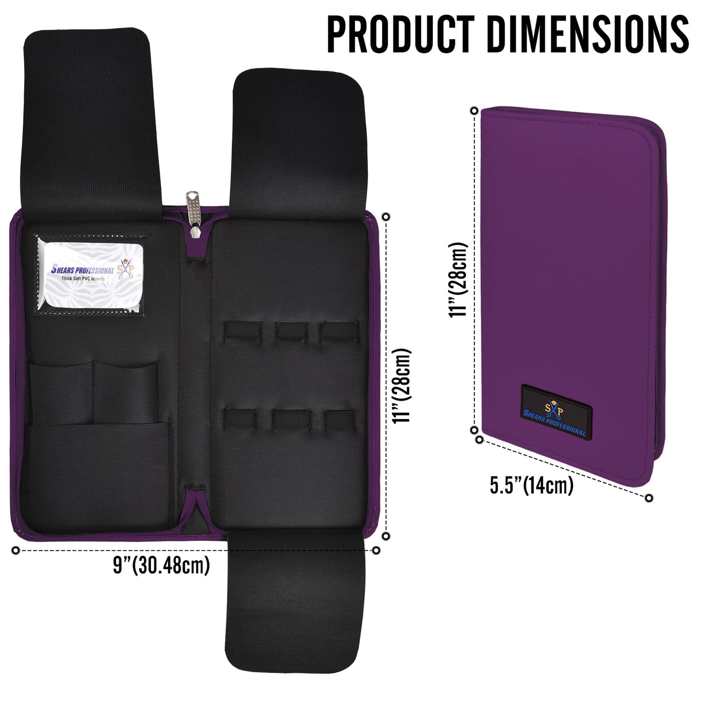 Shears Professional Leather 5 Scissor & Shear Storage Case for Hairstylist - Hairdresser -Scissor Holder Perfect for home-saloon use (Purple)