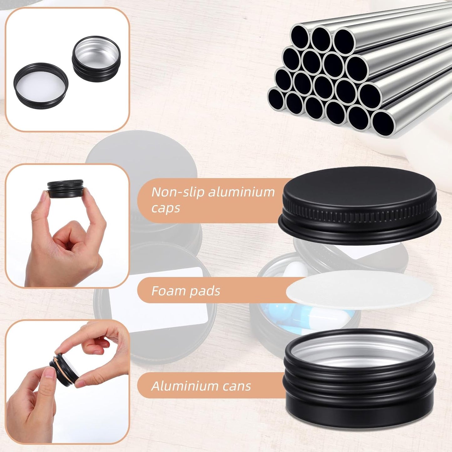 64 Pack Salve Tins - 0.5 Oz Round Lip Balm Containers | Aluminum Cosmetic Sample Jars for Travel & Storage