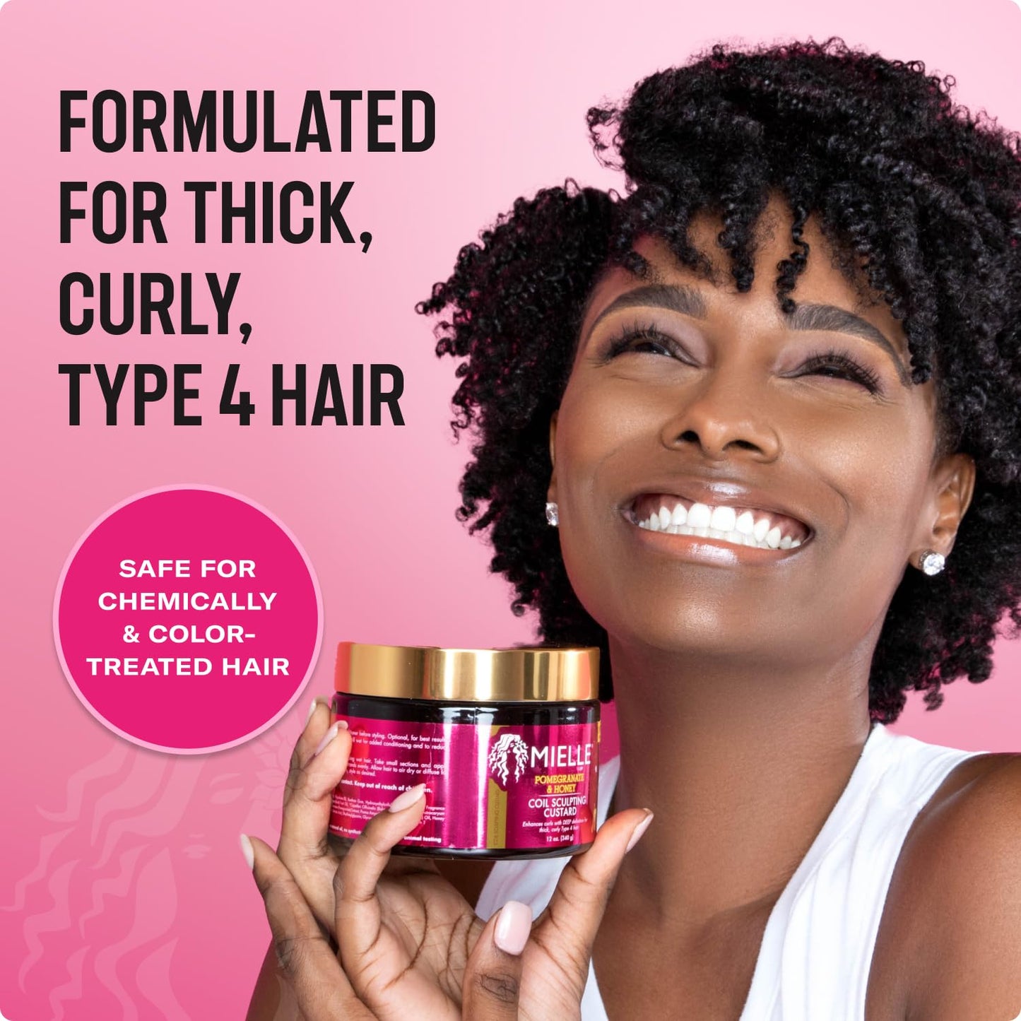 Mielle Organics Pomegranate & Honey Curl Cream - Coil Sculpting Custard for Type 4 Hair - Hydrates, Controls Frizz, Conditions & Adds Shine,12 Fl Oz