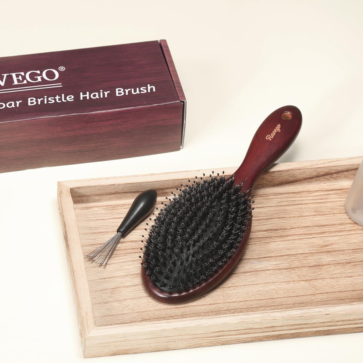 RAVEGO Hair Brush, Boar Bristles Hair Brush for Women Men Kids, Boar & Nylon Bristle Brushes for Smoothing Massaging Scalp Detangling Wet/Dry Hair, Reduce Frizz Dry Restore Natural Shine