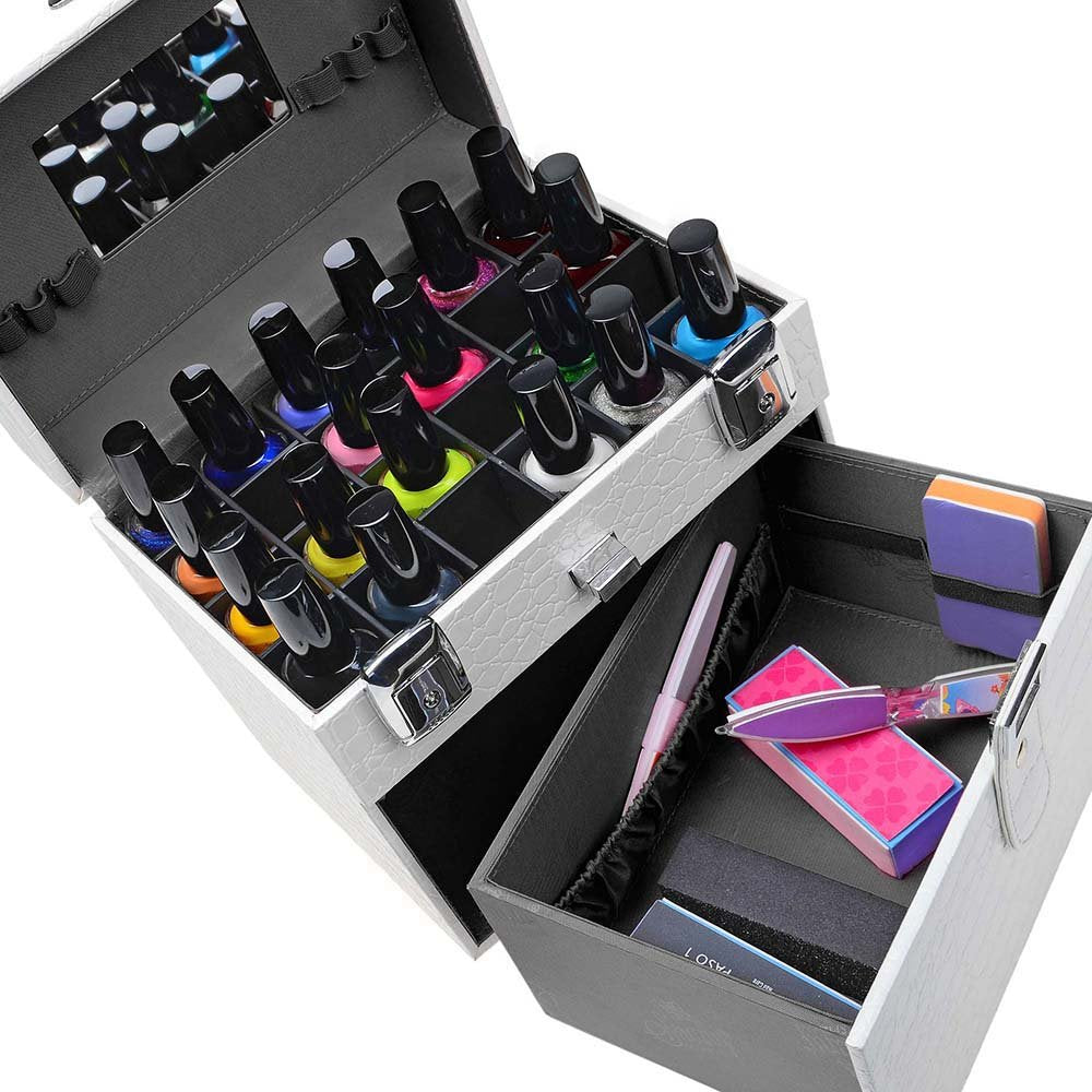 SHANY Makeup Travel Case - Versatile Organizer for Makeup & Nail Accessories | White Lily