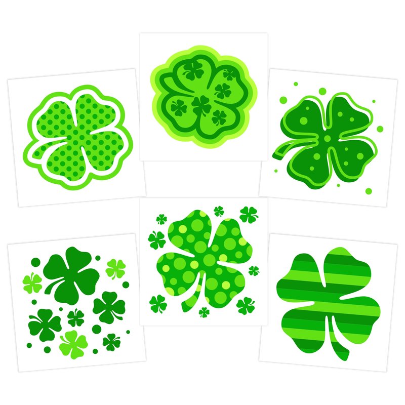 4E's Novelty 72 Shamrock Temporary Tattoos Individually Wrapped Bulk, St Patricks Day Tattoos for Kids, Party Favors for Kids Gifts Adults Face Stickers Saint Pattys Irish Parade Green Accessories