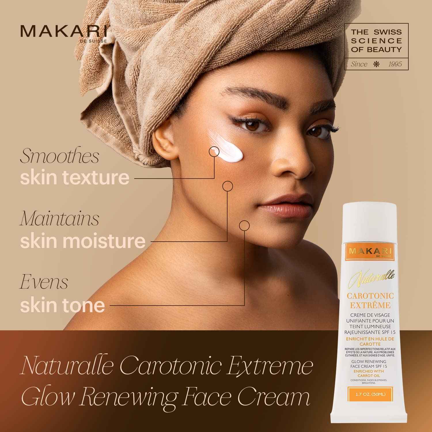 Makari Naturalle Carotonic Extreme Glow Renewing Face Cream SPF15 (1.7 oz) | Brightens, Moisturizes, and Rejuvenates Skin | Helps Diminish Acne, Control Oily Face, and Minimize the Appearance of Aging