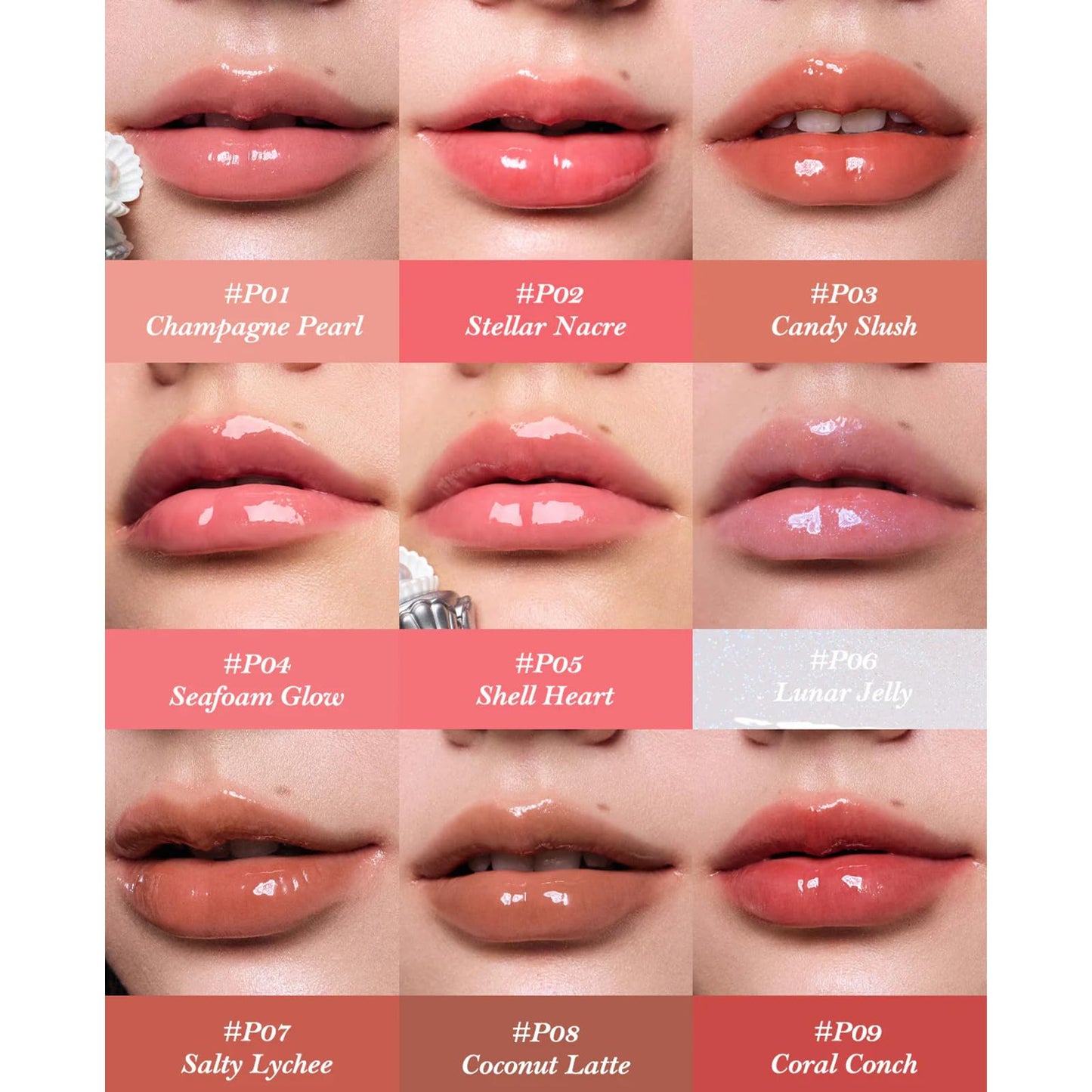 Flower Knows Shell's Jewel Nourishing Lip Glaze, Light Baby Pink