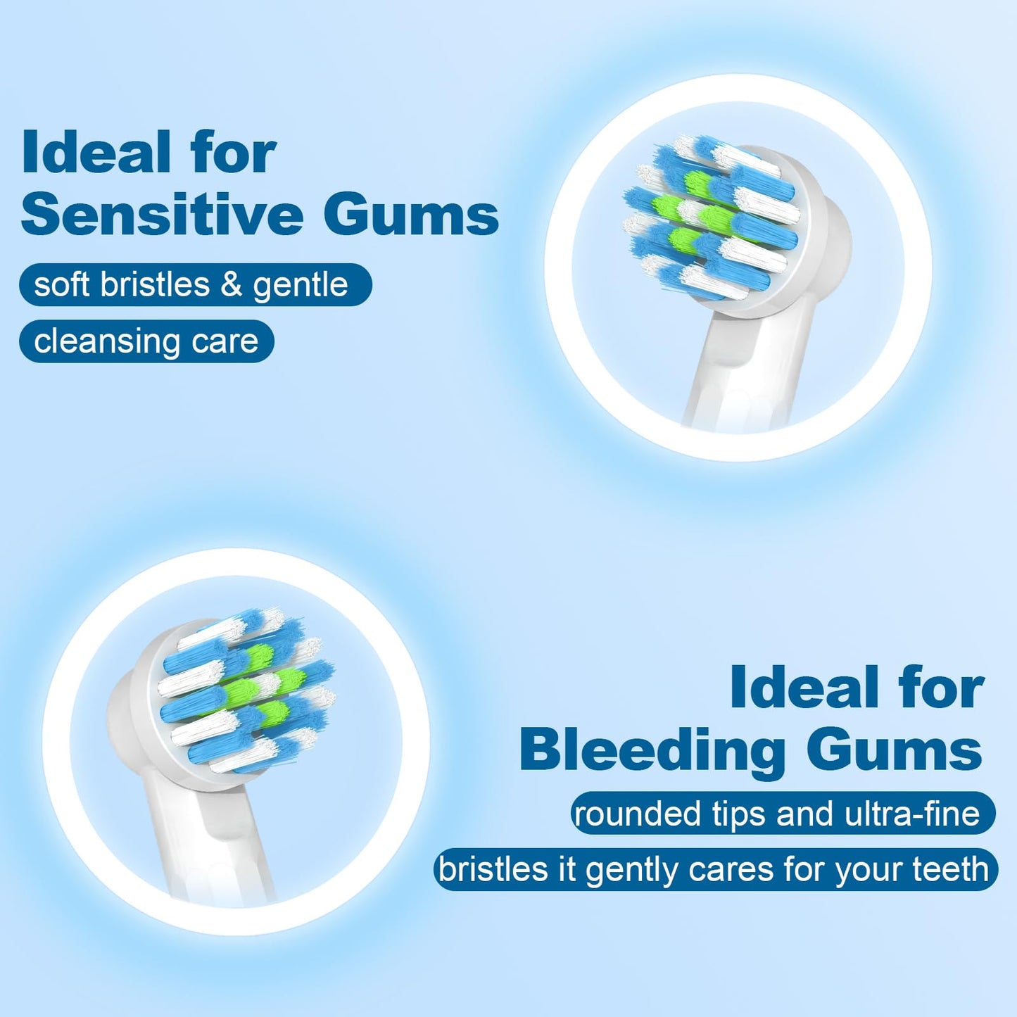 Replacement Toothbrush Heads Compatible with Braun Oral B Pro 1000/7000/9600/5000/3000, Brush Heads Refills for Genius X and Smart 1500 Electric Toothbrush (White)