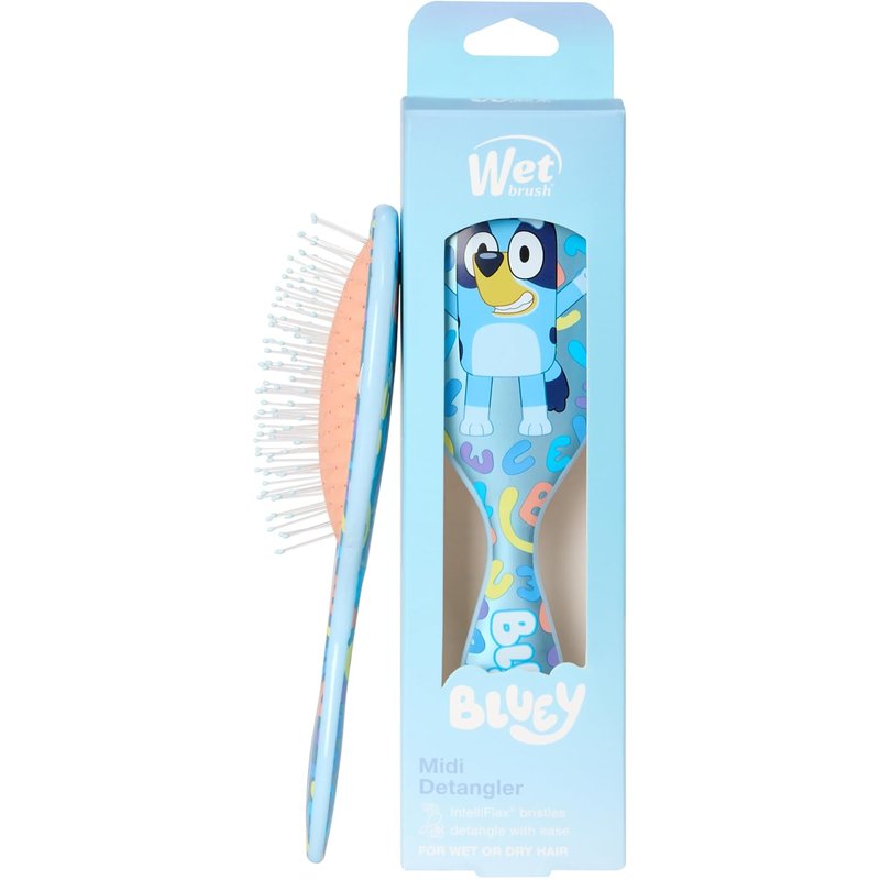 Bluey Kids Midi Hair Brush - Soft Bristles for Easy Knot Detangling | Ergonomic Handle, Limited Edition, Orange