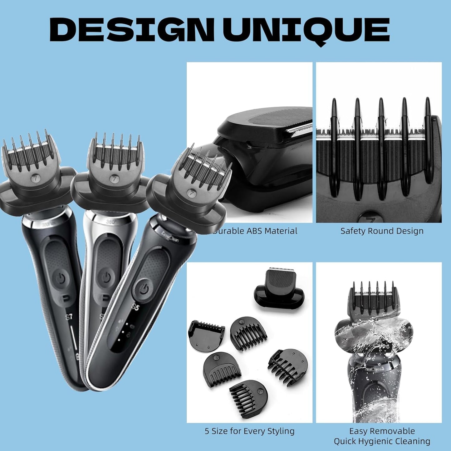 Beard Trimmer Attachment - Compatible With Braun Series 5, 6, 7 | Replacement Guide Combs 1-7mm