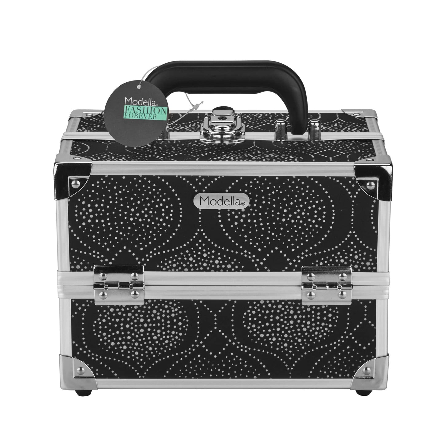 Conair Makeup Beauty Case, Cosmetic Case, with Expandable Shelves and Locking Latch, in Black Print, London SOHO New York for Conair