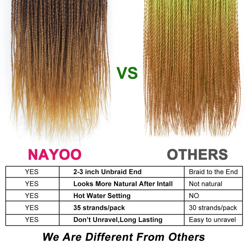 NAYOO Senegalese Twist Crochet Hair Extensions for Protective Styles, Synthetic Fiber, Easy Install for Beginners. 22 Inch Ombre Crochet Twist Hair for Black Women