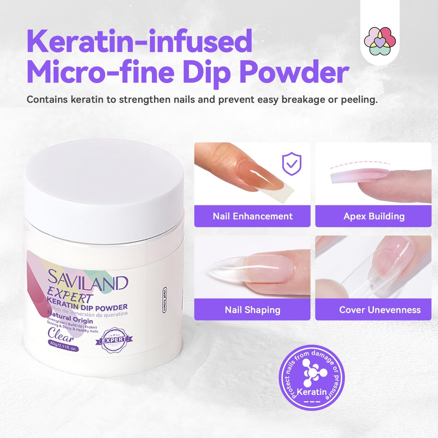 SAVILAND Clear Dip Powder Nail Kit with Electric Nail Drill: 60g/2.1oz Clear Dipping Powder for Nails with Dip Nail Liquid Set Base Activator & Top Coat Brush Saver Builder Repair Kit Home Manicure