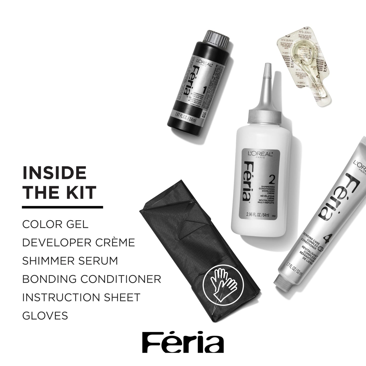 L’Oreal Paris Feria Multi-Faceted Shimmering Permanent Hair Color, High Intensity Hair Dye for 3X Highlights, 42 Burgundy Blush, 1 Hair Dye Kit