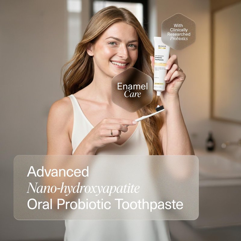 Boka Probiotic Toothpaste - Fluoride Free, Nano Hydroxyapatite Toothpaste - Made with Probiotics - Peppermint Blossom, 4 Fl Oz, 1Pk