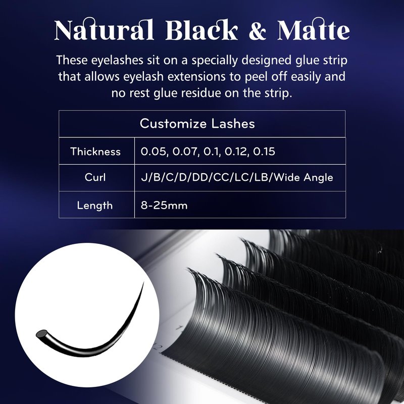 Eyelash Extensions 0.05mm CC Curl 12mm Mixed Flat Eyelash Extension Supplies Light Lashes Matte Individual Eyelashes Salon Use Black Mink False Lashes Mink Lashes Extensions (0.05-CC-12 MM)