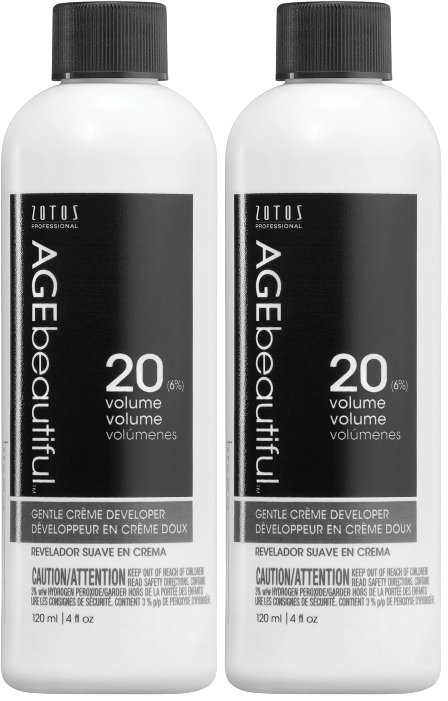 AGE beautiful 20 Volume Gentle Creme Hair Developer | For Permanent Hair Color Dyes, Toners, Lighteners | Professional Salon Coloring | Long Lasting Haircolor | 4 Fl Oz (Pack of 2)