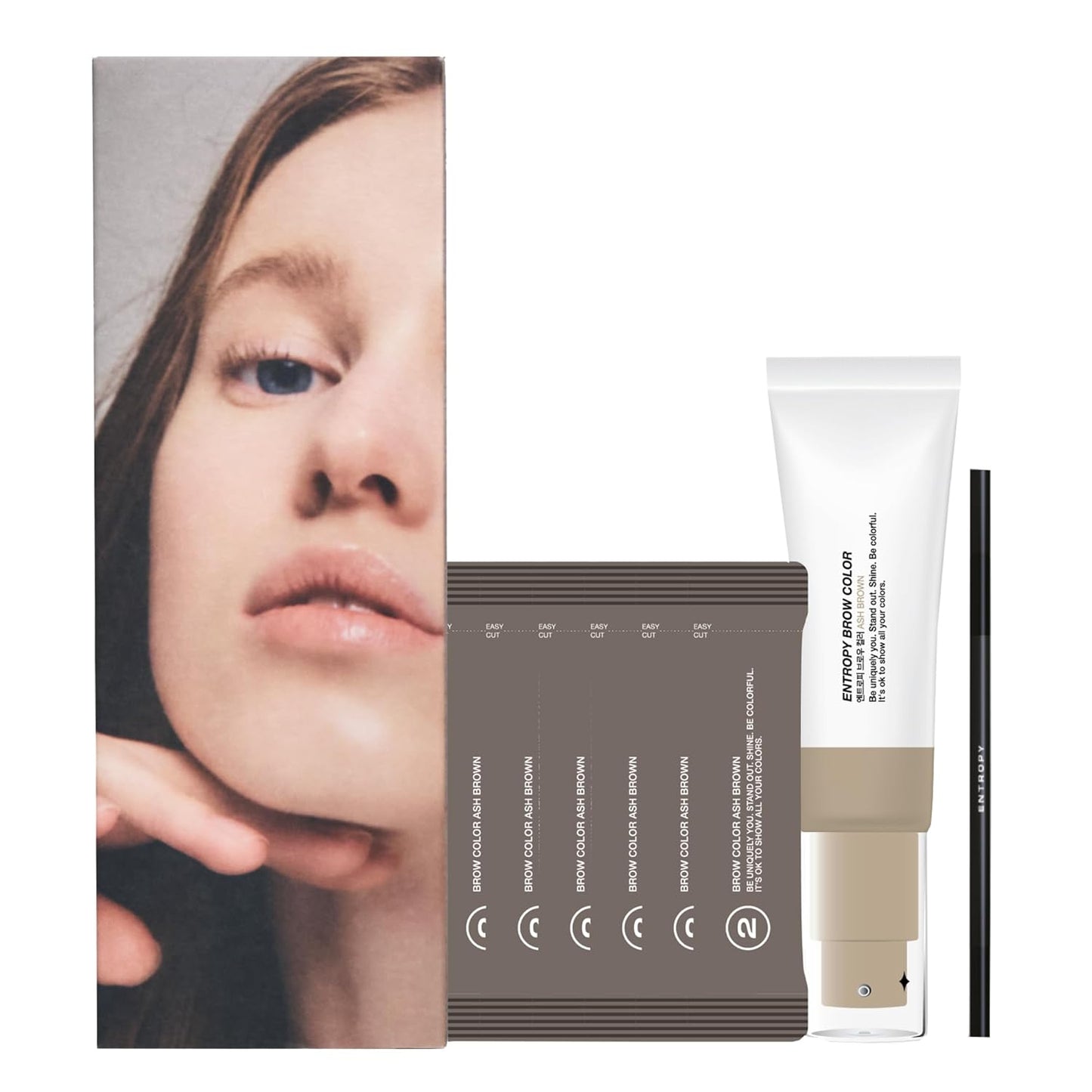 Brow Color Kit - Ash Brown Long-Lasting Eyebrow Makeup | Nourishing Aloe Vera & Moringa, 6 Applications