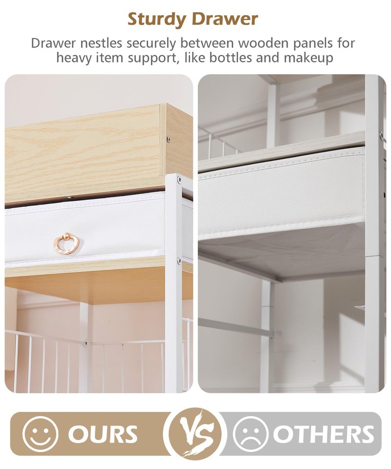 Enthralite Makeup Storage Organizer for Bedroom: Make Up Holder with Drawer - Vanity Organization for Skincare Cosmetic Brush Beauty Accessories