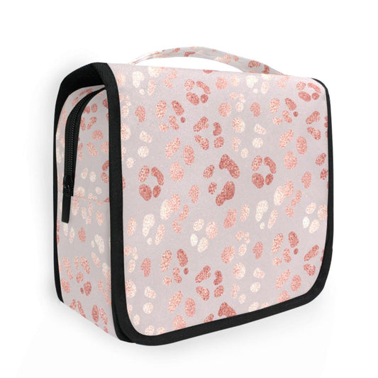 MNSRUU Hanging Toiletry Bag Rose Gold Leopard Print Makeup Bag Portable Travel bag for Toiletries Organizer Bags for Women Men, Travel-Essentials Bag