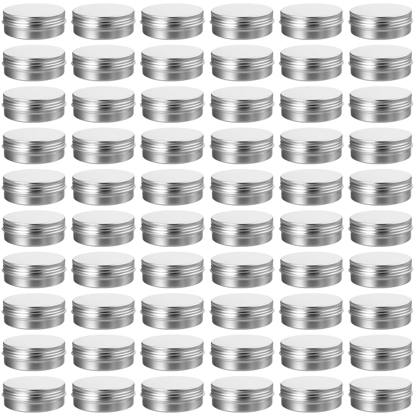 60 Pack 2 OZ Metal Round Tins, Aluminum Tin Cans Containers with Screw Lid for Lotion Bars, Balms, Salve, Spices or Beard Balm