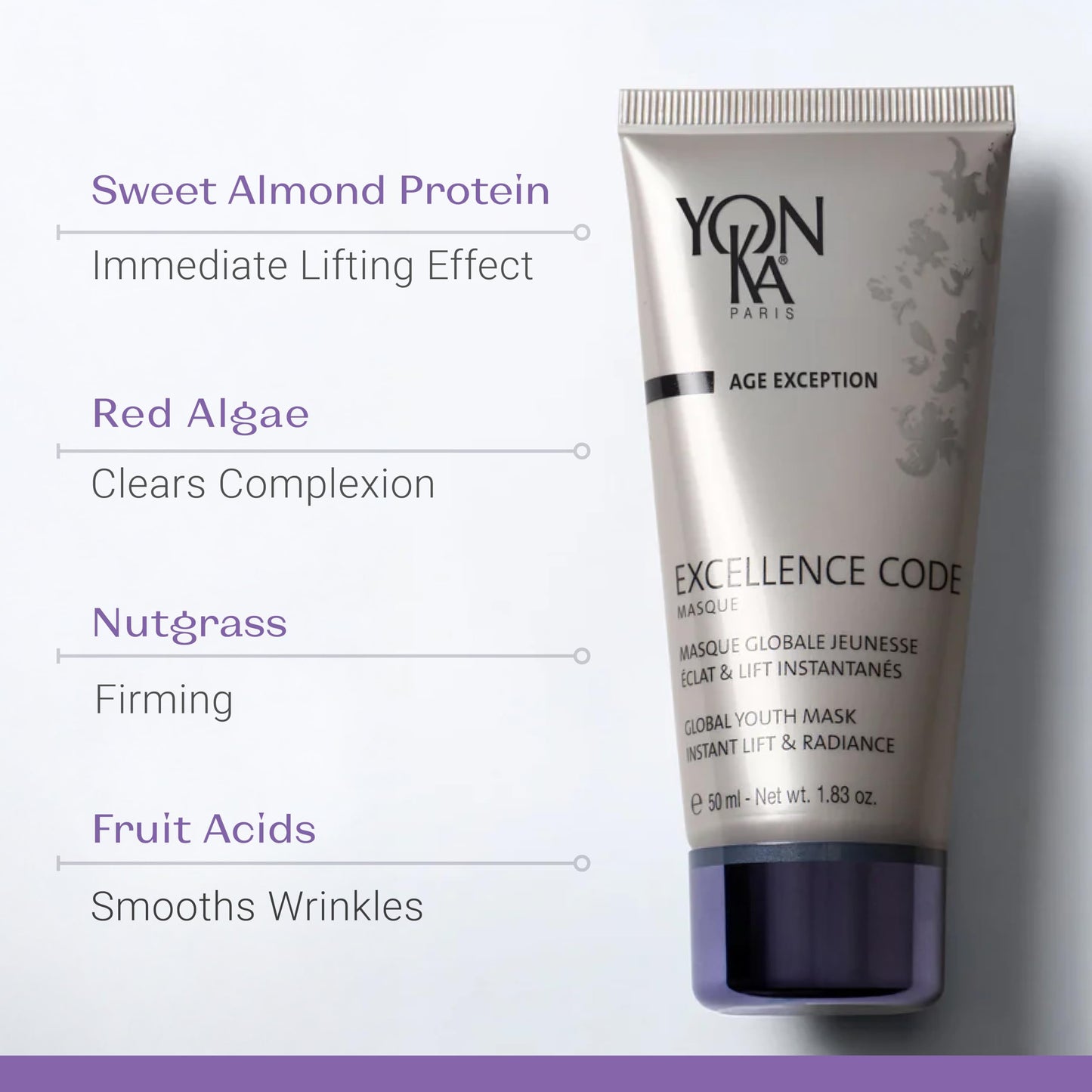 Yonka Excellence Code Masque | Anti-Aging Face Mask and Overnight Sleep Treatment with Hyaluronic Acid | Lift and Firm Skin | Paraben-Free | 1.83 oz