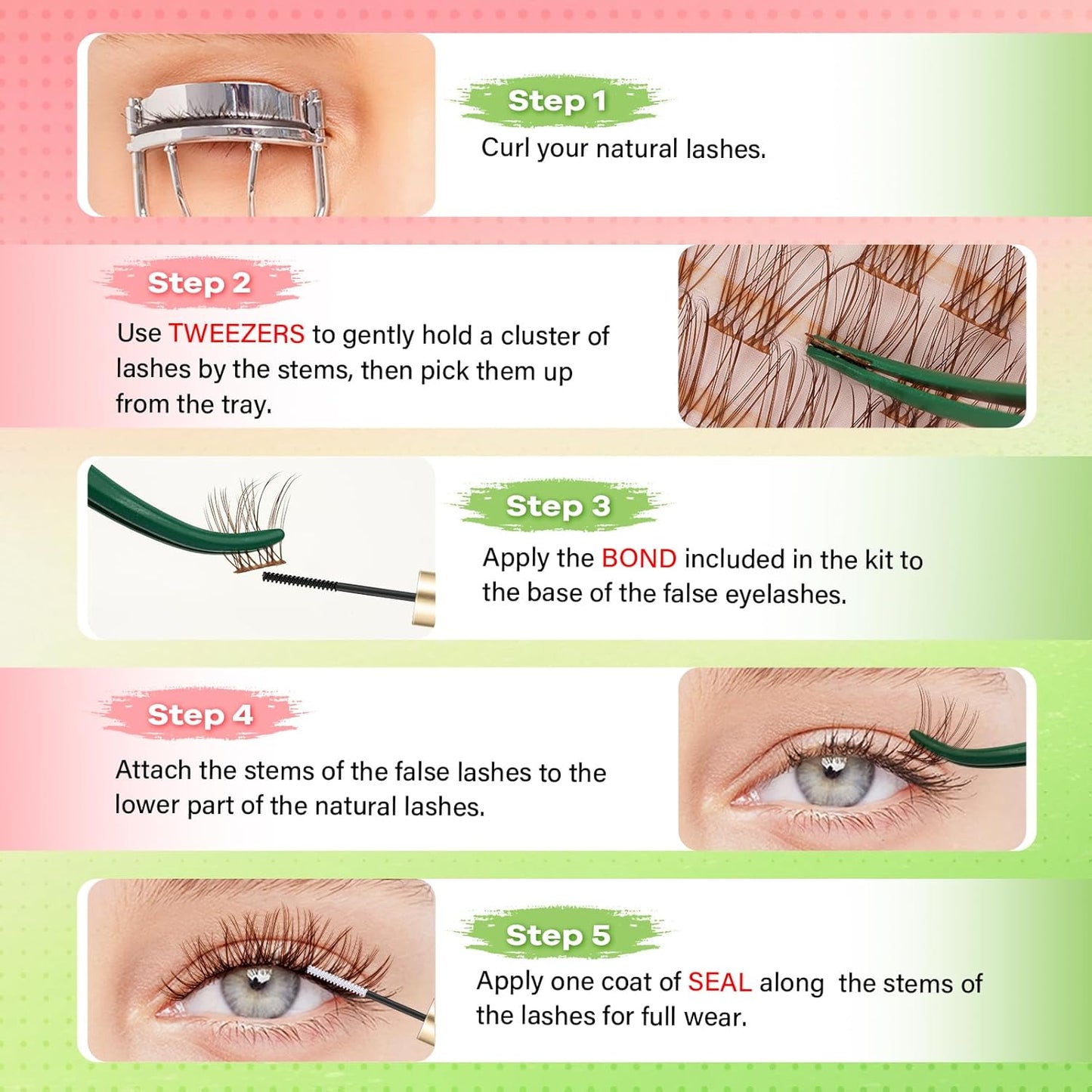 Venus Brown Lash Clusters Kit - C Curl 120 Pcs Eyelash Extensions | Wispy Natural Look, Waterproof DIY Set