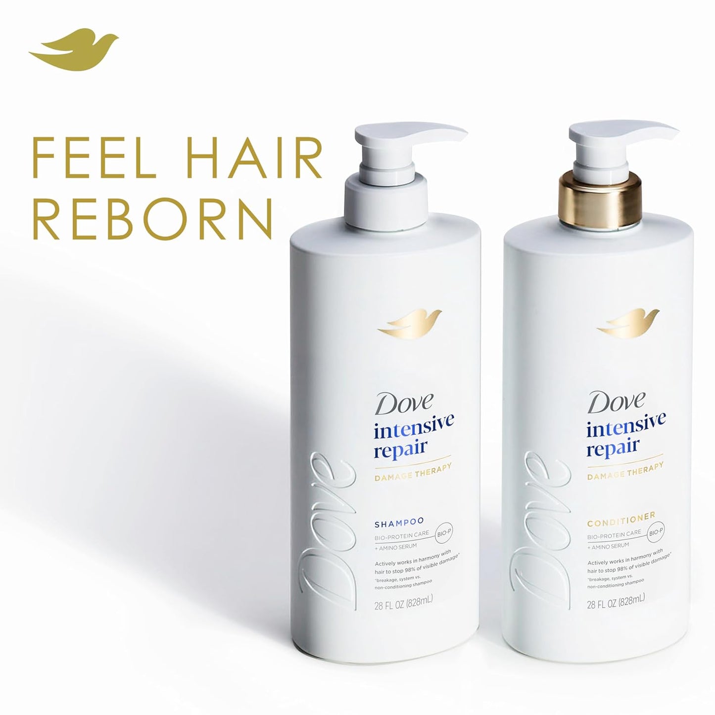 Dove Shampoo - Intensive Repair for Damaged Hair with Bio-Protein & Amino Serum | 28 Fl Oz (4 Pack)