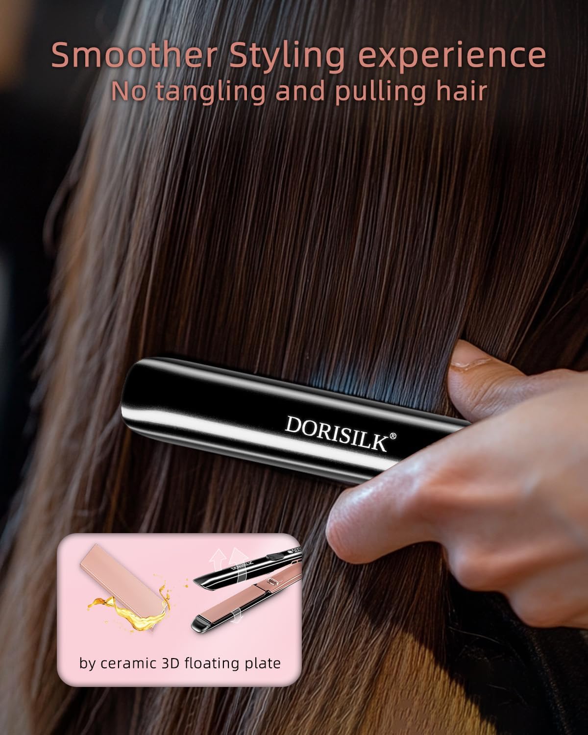 DORISILK 2-in-1 Hair Straightener & Curler - 500°F Fast Heating Ceramic Flat Iron | Travel Dual Voltage