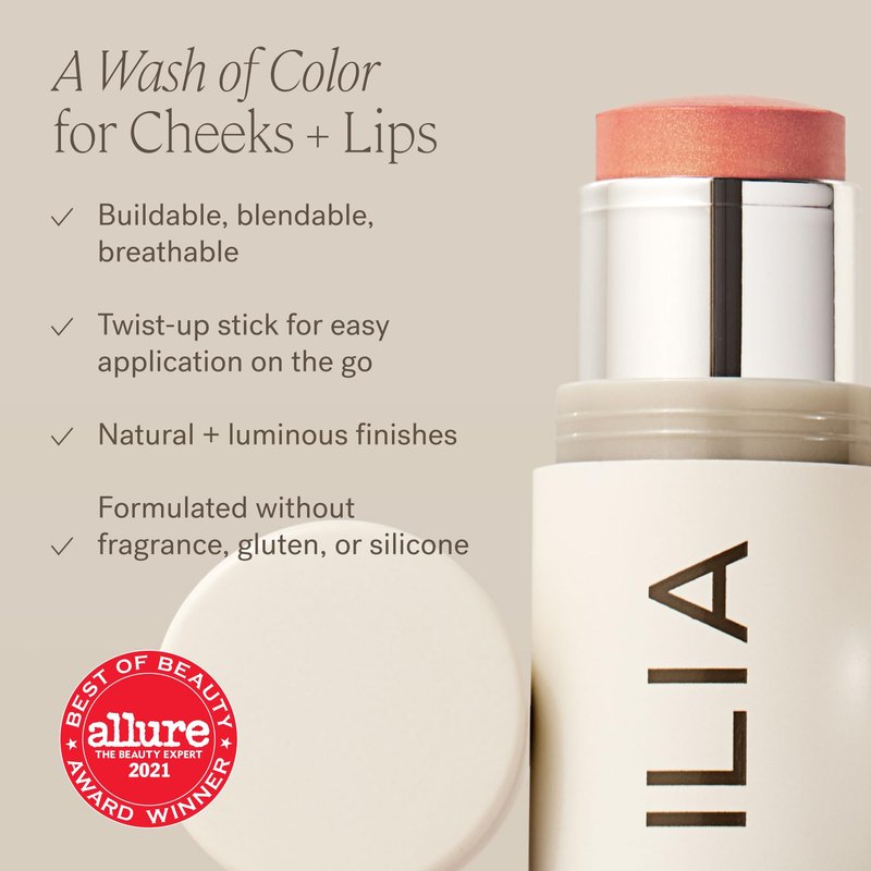 ILIA - Multi-Stick Cheek + Lip Color | Buildable + Blendable | Multi-Use Cream Blush | Nourishing Skincare Ingredients | Clean, Cruelty-Free (At Last | Mauve rose)