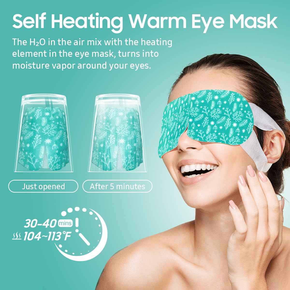 BeHoomi 30Packs Steam Eye Mask, Heated Eye Mask Warm Compress for Eyes, Self Heating Warm Eye Masks Disposable Steam Mask for Home Sleep, Spa, Travel Essentials & Relaxation Gifts (Unscented)