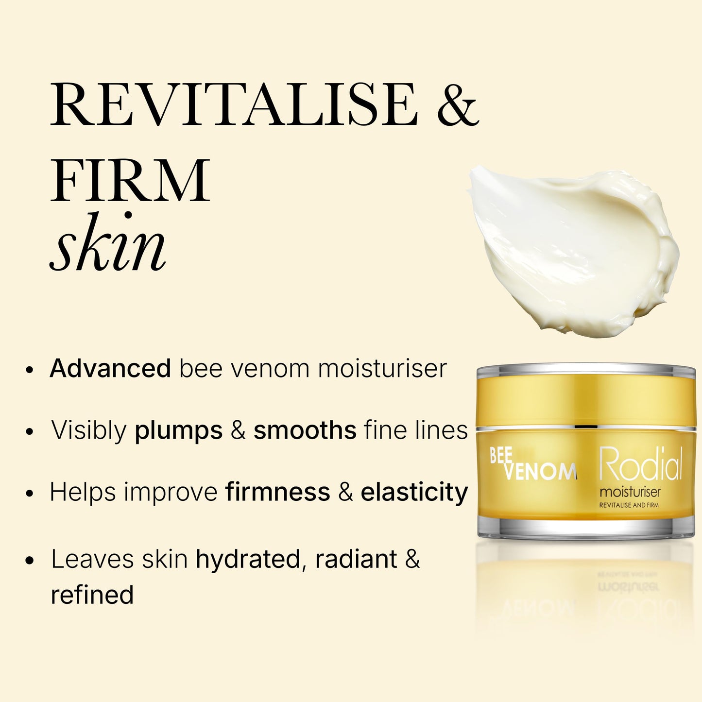 Rodial Bee Venom Facial Moisturiser 1.7 fl oz - Advanced Firming & Plumping Face Cream with Juvinity for Elasticity, Radiance & Long-Lasting Hydration