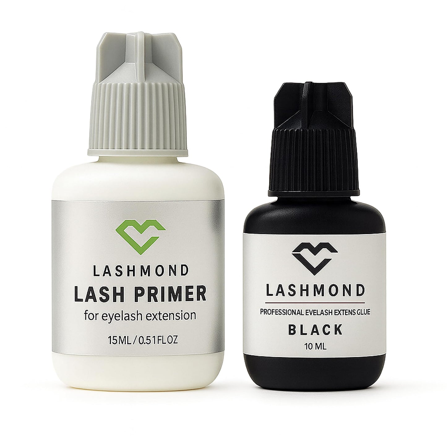 Lashmond Eyelash Extension Glue & Primer Set – Professional Black Lash Adhesive (10ml, 2-3s Drying, 6-8 Weeks Retention) + Lash Primer (15ml) for Lash Artists & Beginners