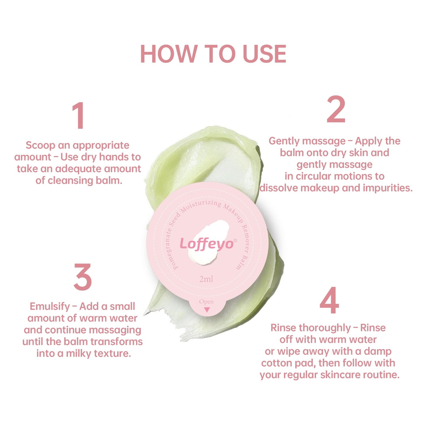 Loffeyo 30-Count Travel Cleansing Balm Pods, Individually Wrapped Single-Use, Makeup Remover Balm with Pomegranate Extract, Solid Formula, TSA-Friendly, Gentle for Sensitive Skin