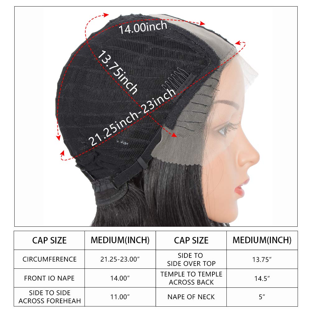 DÉBUT Lace Front Wigs for Black Women Bob Wigs for White Women Synthetic Wig 9.5" 120g Natural Straight Swiss Lace Heat Resistant Fibers Half Hand Tied (Simulated Scalp 9.5", Tt1B/56)
