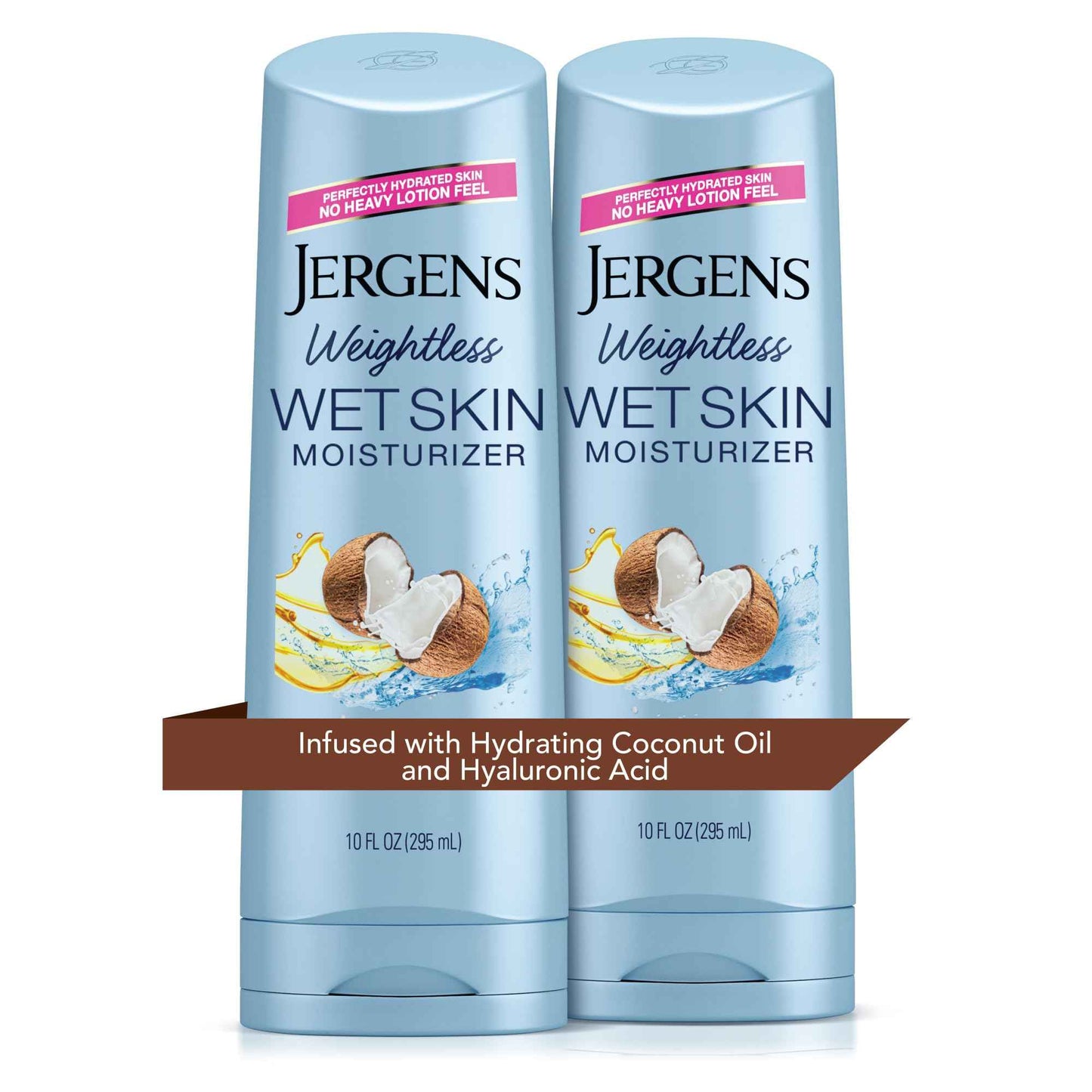 JERGENS Wet Skin Body Moisturizer with Refreshing Oil, Coconut, 10 Oz, Pack of 2