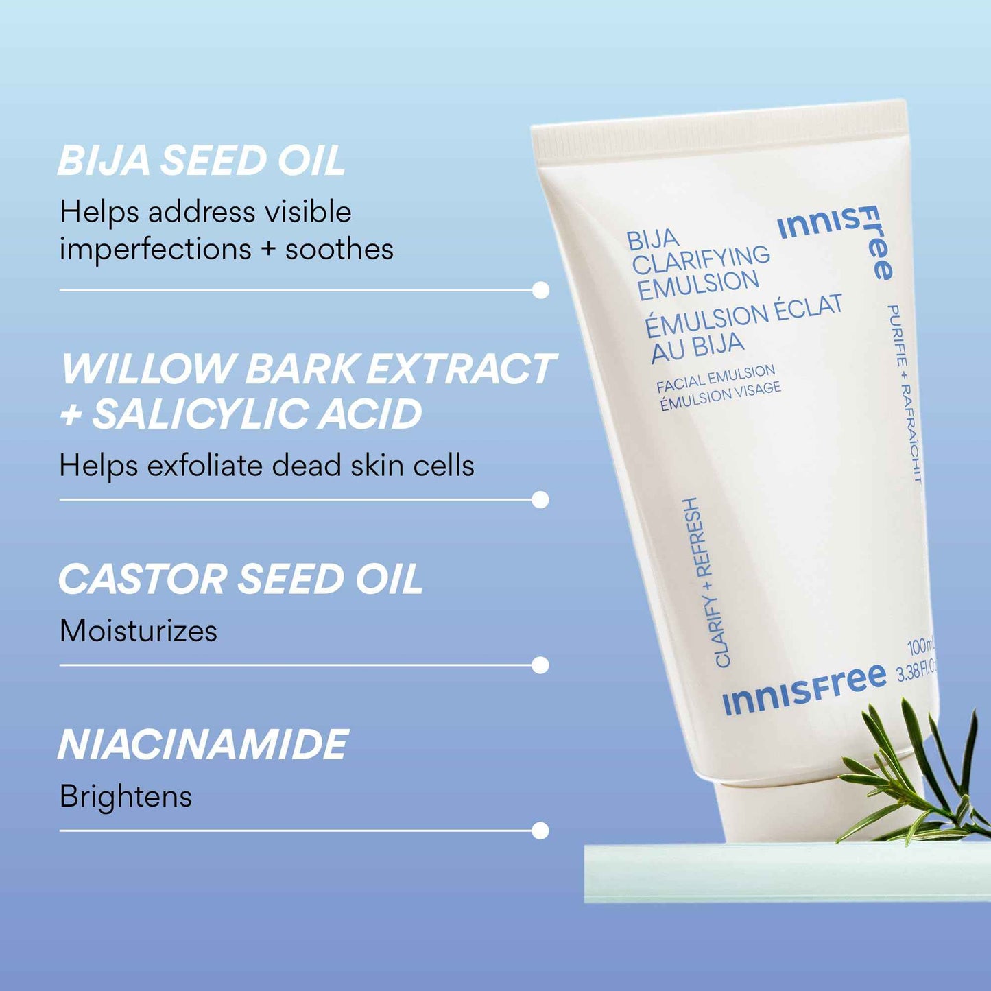 innisfree Bija Clarifying Emulsion with Salicylic Acid and Niacinamide, Korean Skincare Lightweight Face Moisturizer