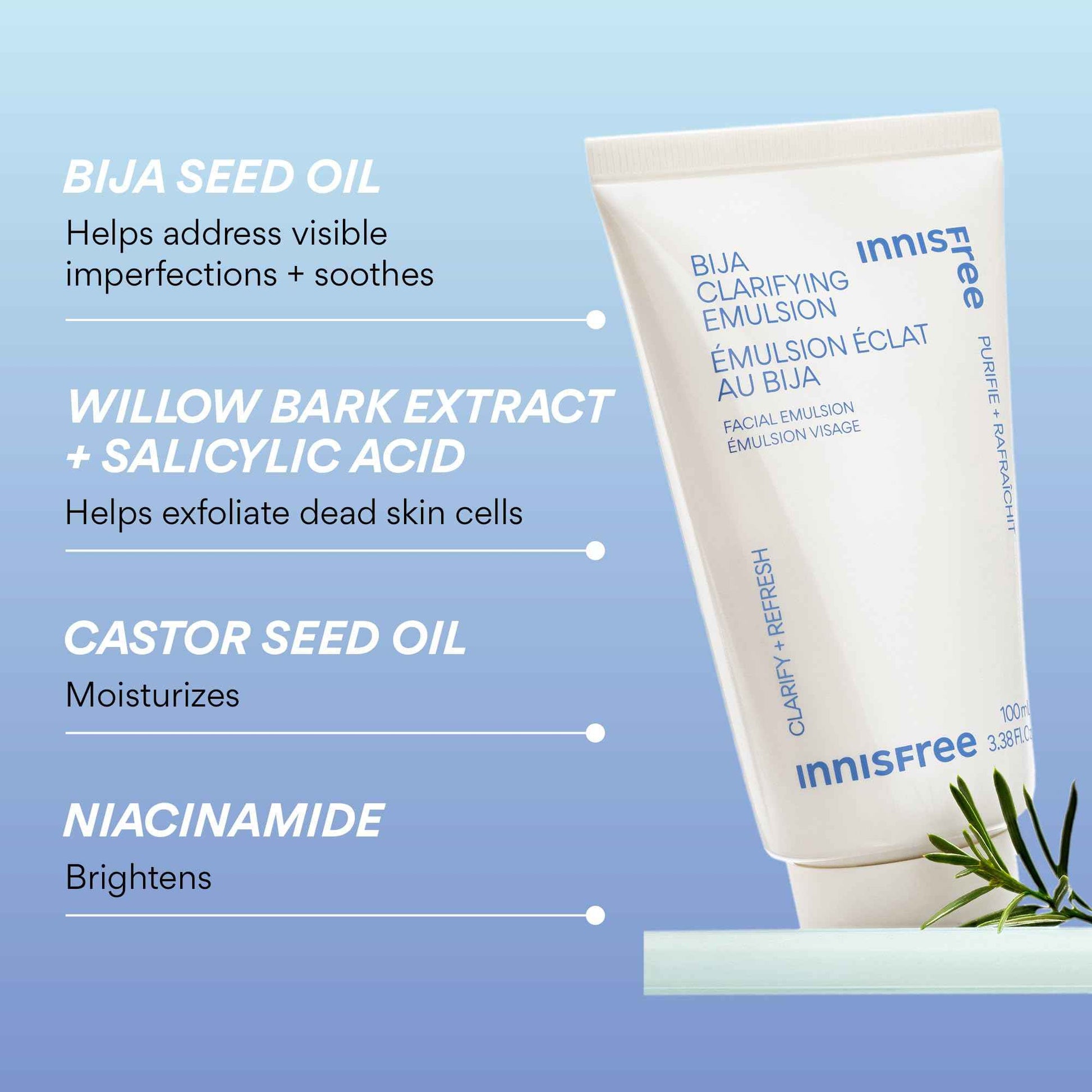 innisfree Bija Clarifying Emulsion with Salicylic Acid and Niacinamide, Korean Skincare Lightweight Face Moisturizer
