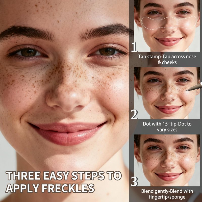UCANBE 2PCS Dual-Ended Freckle Pen & Freckle Stamp - Precise 15° Curved Tip Makeup Waterproof & Smudge Proof, Long Lasting Faux Freckles Pencils (03 Chestnut)