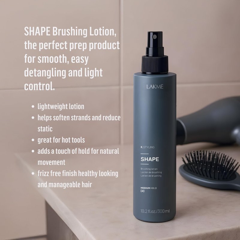 Lakmé K.Styling Shape Brushing Lotion, Volumizing Spray, Heat Protectant Spray for Hair, 10.2 Fl Oz
