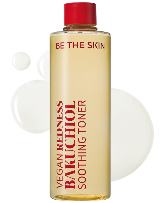 BE THE SKIN Vegan Redness Bakuchiol Soothing Toner - Ectoin + 7-Type Hyaluronic Acid, pH 5.5, Helps Calm Look of Redness & Support Skin Barrier, Alcohol-Free | Korean Face Toner 8.45 fl oz