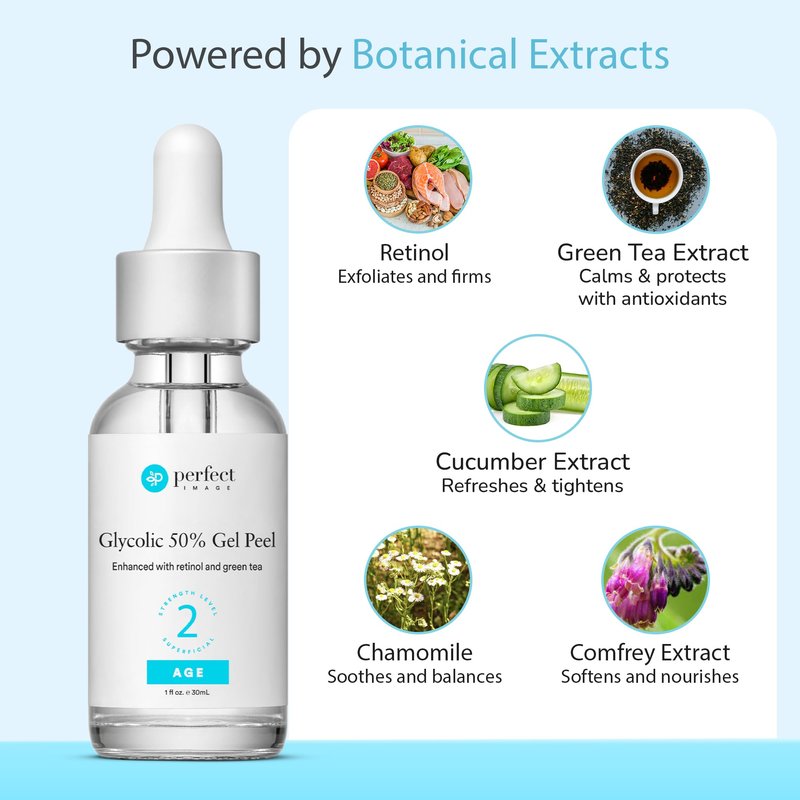 Glycolic Acid 50% Gel Peel - Enhanced with Retinol & Green Tea Extract (Professional Skin Peel)1 ounce