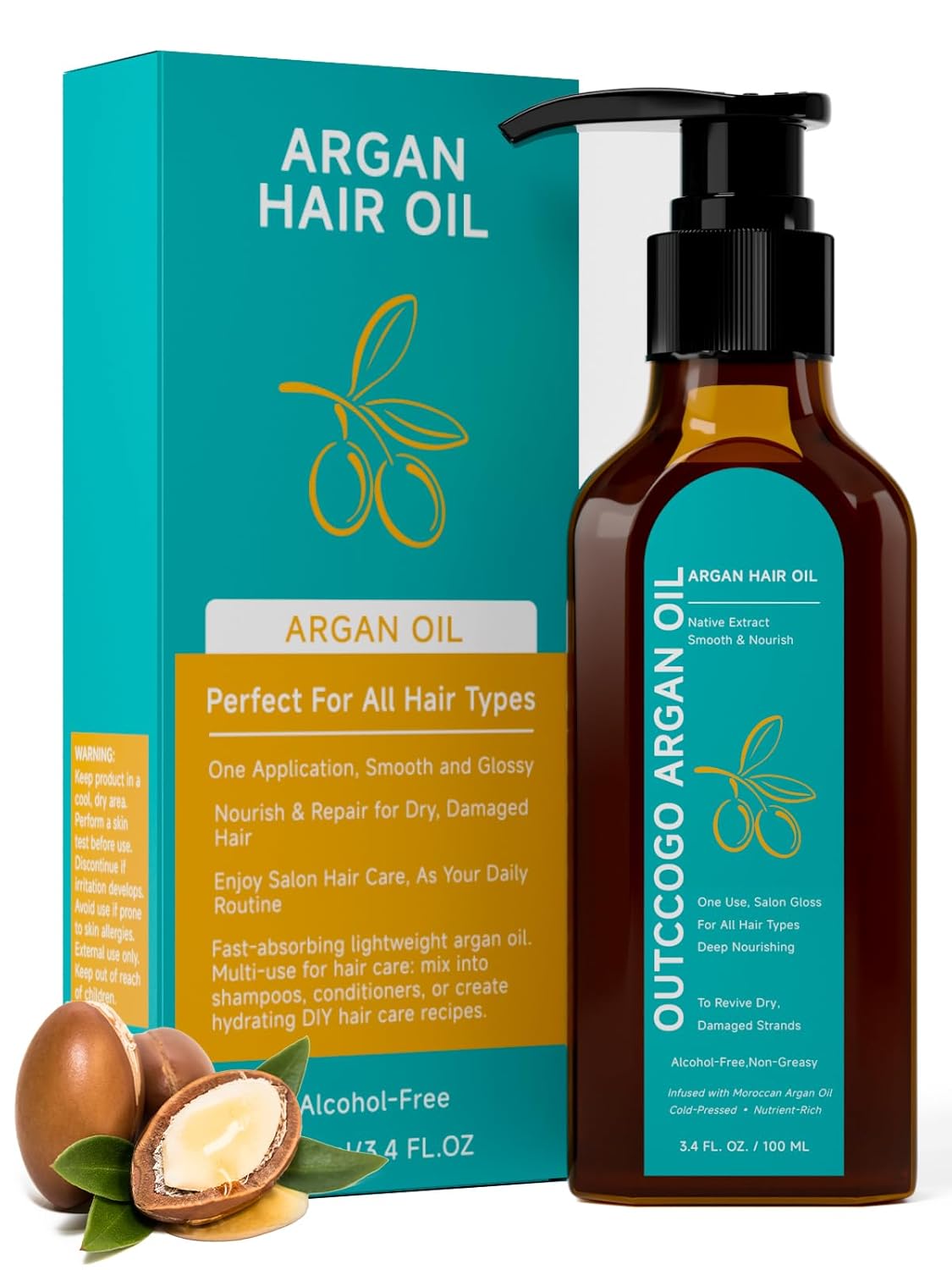 Moroccan Argan Oil Hair Treatment - Nourishing Frizz Control & Heat Protectant | 3.4 Fl Oz