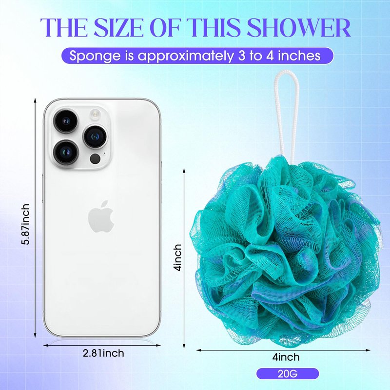 Sunnyray 100 Pcs Loofahs Bulk Bath Sponge Shower Luffas Exfoliating Body Scrubber Packs Soft Mesh Loofahs Balls Travel Cleaning Wash Puff Bathing Accessories for Women Men, 20g (Mixedcolor)