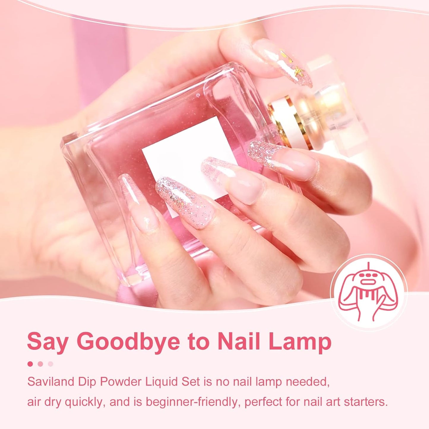 SAVILAND Dip Powder Liquid Set - 10 Pcs Base & Top Coat with Activator | 15 ml Acrylic Nail Essentials