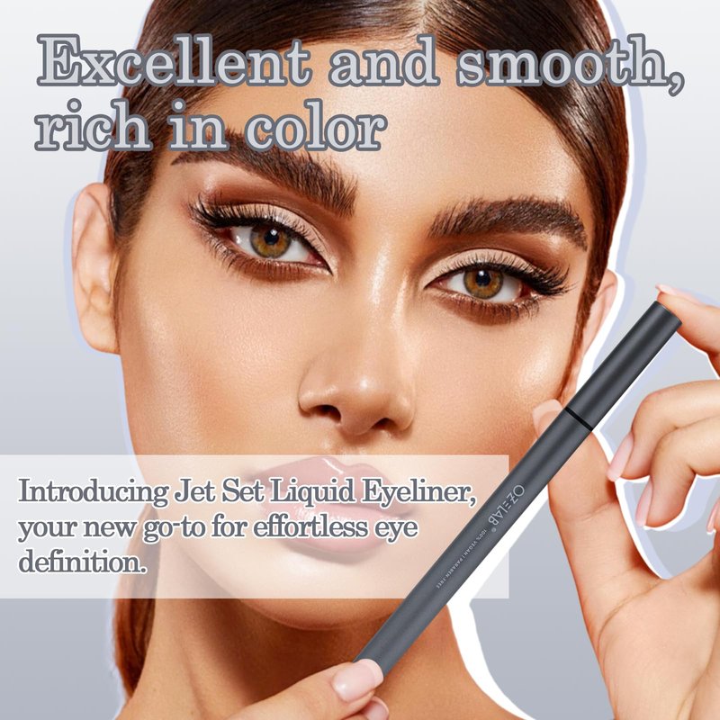 OZ LAB Jet Set Liquid Eyeliner Pen – Waterproof, Smudge-Proof, Quick-Dry Precision Brush Tip for Smooth Cat Eye & Winged Liner – Long-Lasting (Dark Brown, 0.07 oz/2 ml （pack of 1）)