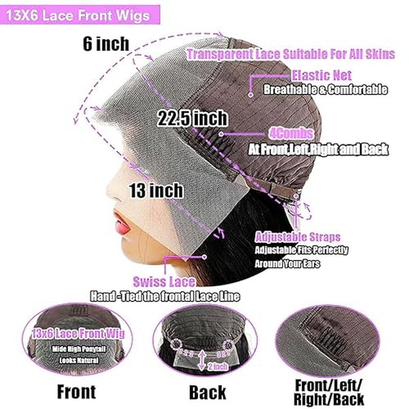 Short Bob Wig Human Hair 13x6 Frontal Lace Wig 200% Density HD Lace Front Wigs Human Hair Pre Plucked Bob Wigs for Women Curly Human Hair Wig Natural Black 18 Inch