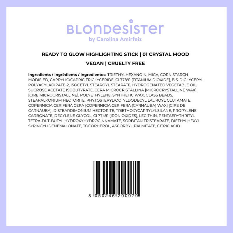 Blondesister Ready To Glow Highlighter - Highlighter Makeup and Eyeshadow - Creamy Texture Contour Makeup - Vegan - Crystal Mood - 0.1 oz
