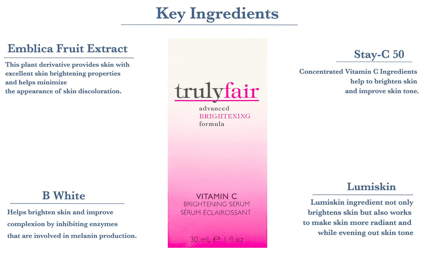 Truly Fair Face Brightening Kit – Vitamin C Serum 1 oz & 7% Glycolic Acid Concentrated Cream 1.7 oz - Skincare Kit- Anti-Aging - Moisturizing formula - Paraben-free - For women