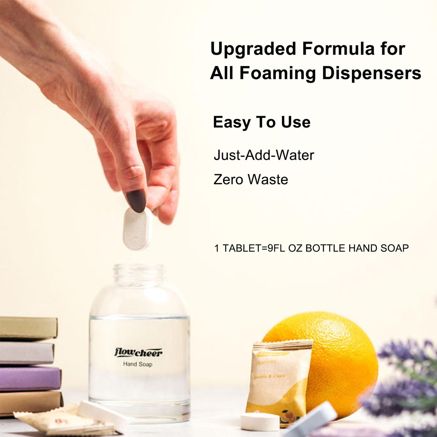 flowcheer Foaming Hand Soap Refill Tablets, 24 Pack, Makes 216 fl oz (24 x 9 fl oz Bottles),Variety Fragrance,Fresh & Clean Handwash, Eco Friendly foam Soap Tablets