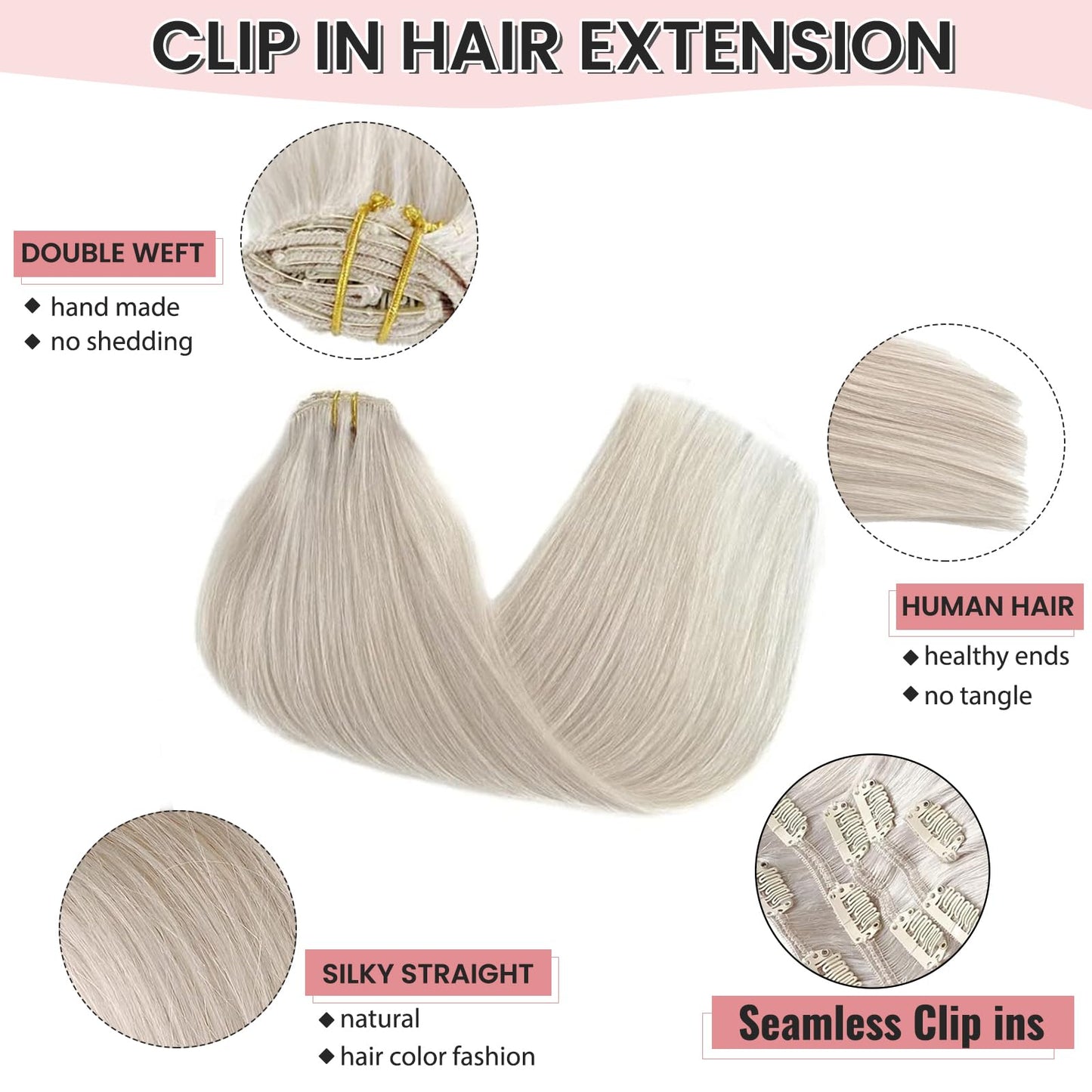 Clip in Hair Extensions Light Brown Hair Extension Real Human Hair Clip ins for Women 18 Inch 100G 7 Pcs